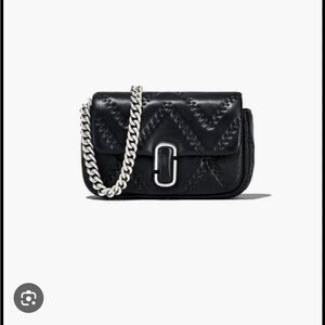 Marc Jacobs J Marc Black Quilted Mini Shulder/Crossbody Bag with Silver Chain